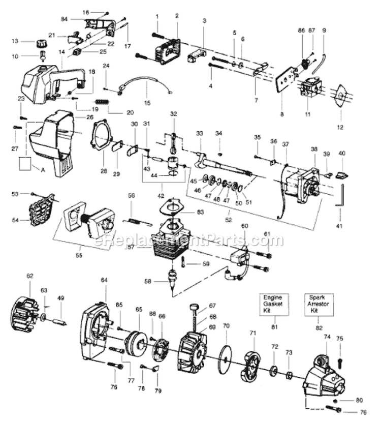 Page D Diagram and Parts List for GTI19T  Weed Eater Trimmer